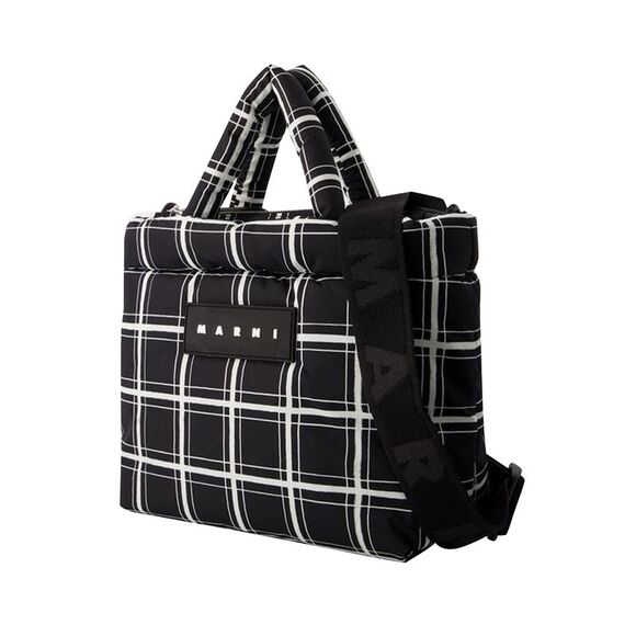 Ew Nylon Print Tote Bag - Marni - Leather - Black - Picture 2 of 4